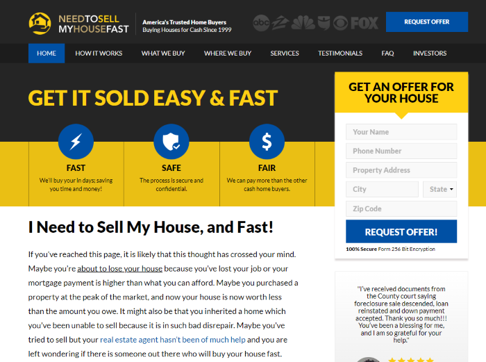 Need To Sell My House Fast Lead Capture Website