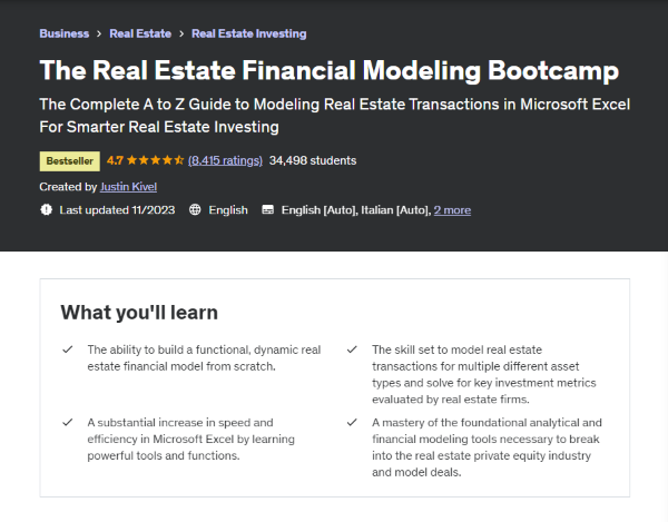 Empowered Investor vs. The Real Estate Financial Modeling Bootcamp (Udemy)
